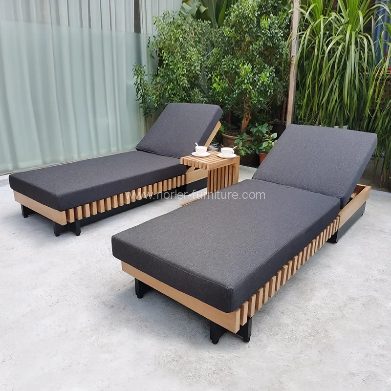 Gairdín gairdín fráma adhmaid fráma gréine lounger gréine
